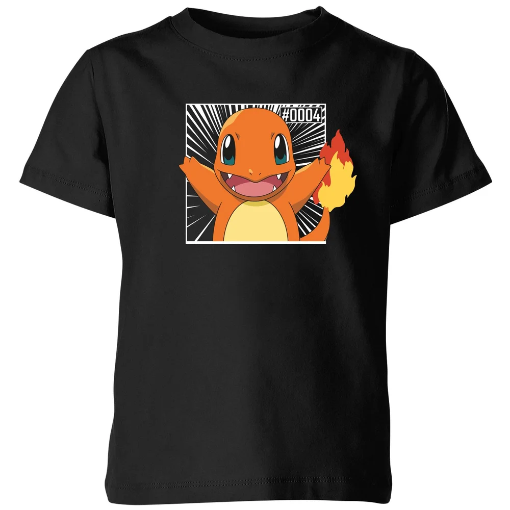 Pokémon Pokédex Charmander #0004 Kids' T-Shirt - Black - 3-4 ans Image 1