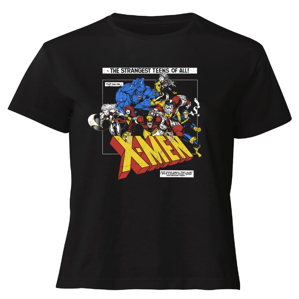 X-Men Retro Team Up Women's Cropped T-Shirt - Black - XS Image 1