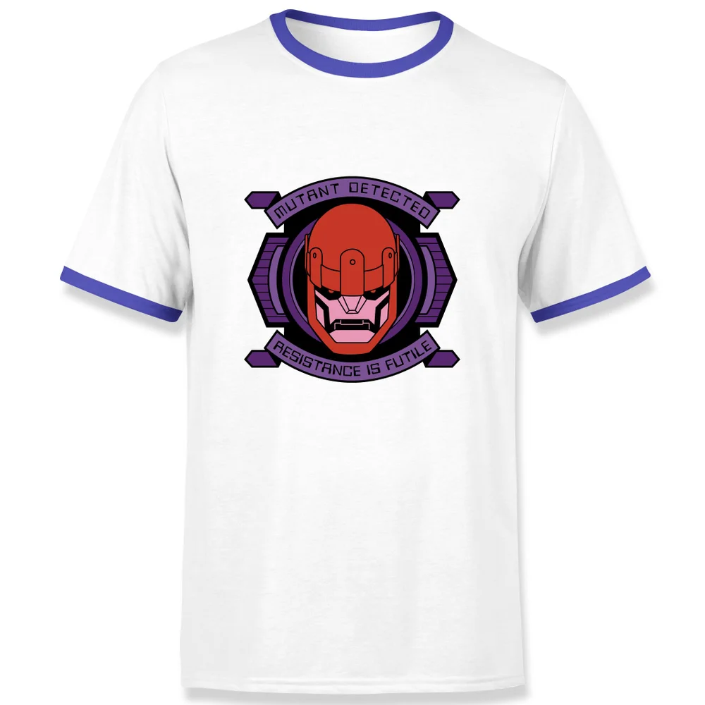 X-Men Sentinel Attack Men's Ringer T-Shirt - White/Navy - S Image 1