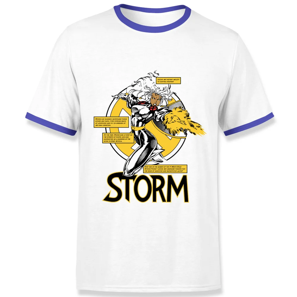 X-Men Storm Bio Men's Ringer T-Shirt - White/Navy - S Image 1