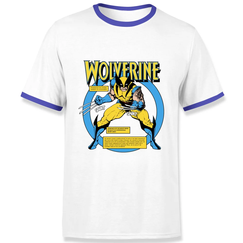 X-Men Wolverine Bio Men's Ringer T-Shirt - White/Navy - S Image 1