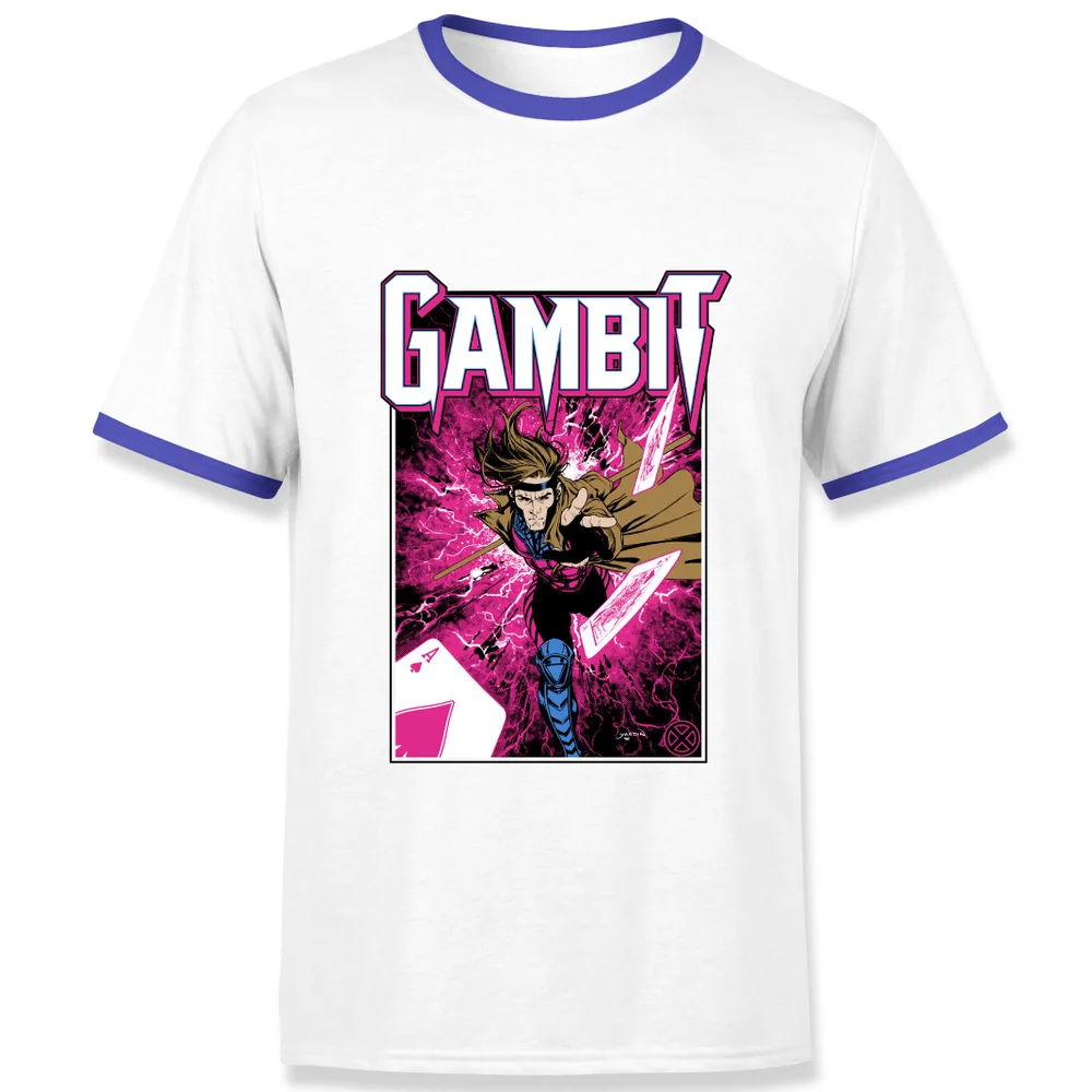 X-Men Gambit Men's Ringer T-Shirt - White/Navy - S Image 1