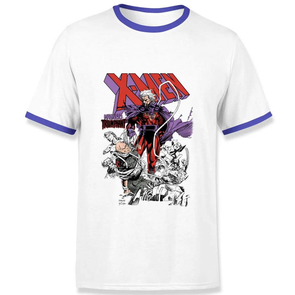 X-Men Magneto Triumphant Men's Ringer T-Shirt - White/Navy - S Image 1