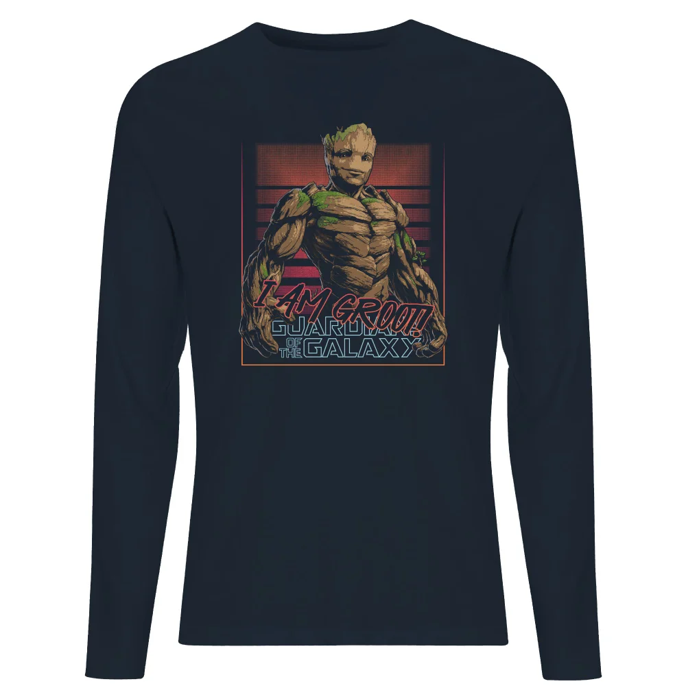 Guardians of the Galaxy I Am Retro Groot! Men's Long Sleeve T-Shirt - Navy - S Image 1