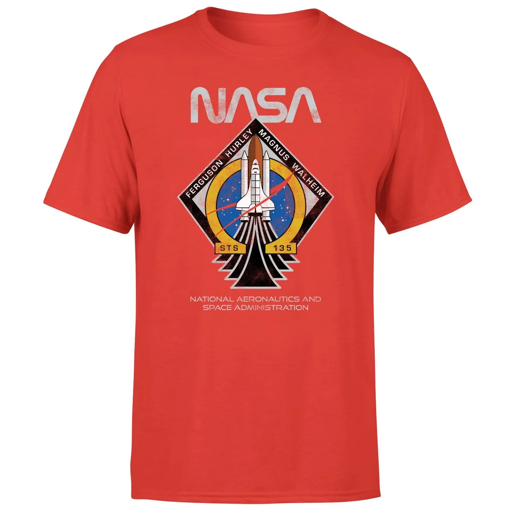 NASA STS-135 Unisex T-Shirt - Red - S - Rouge Image 1