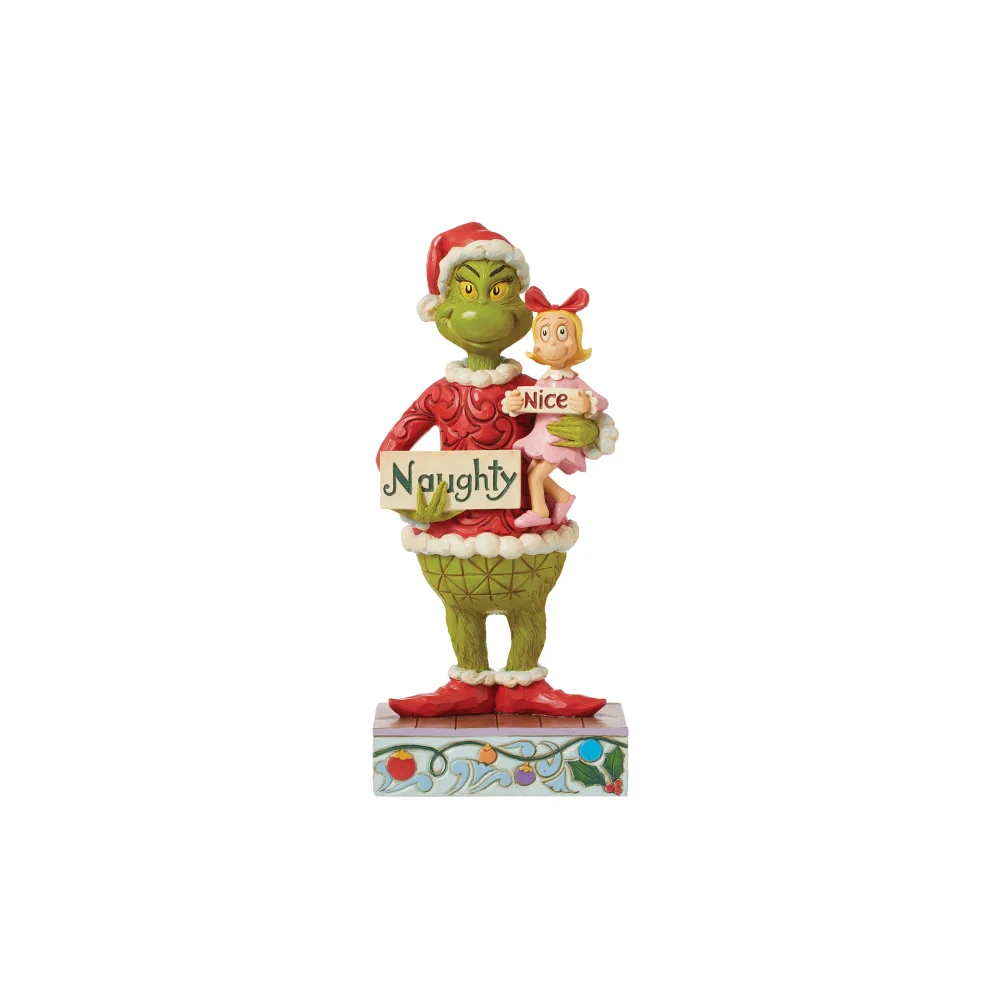 Enesco Grinch & Cindy Holding Naughty Nice Sign Figurine (19cm) Image 1