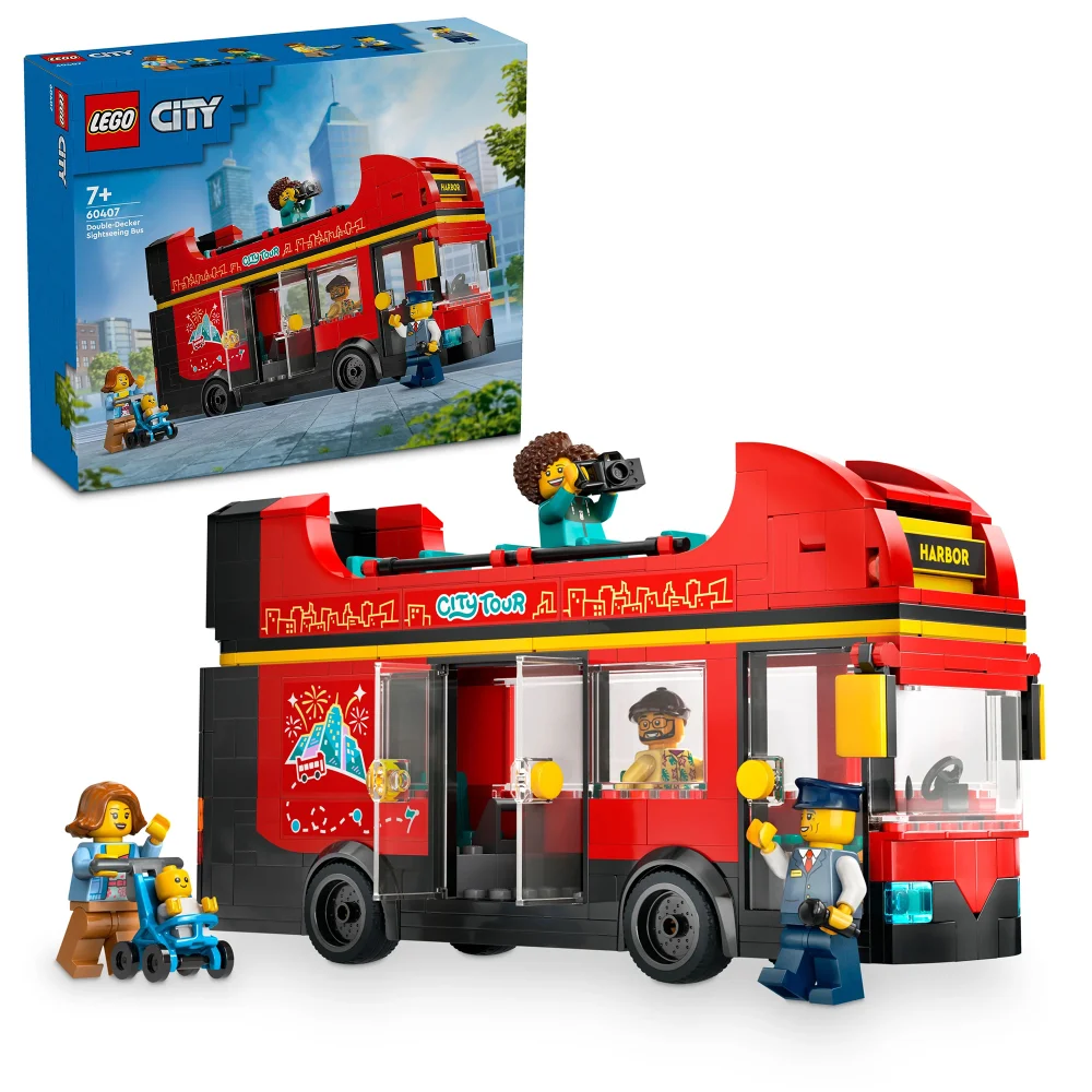 LEGO City Red Double-Decker Sightseeing Bus Toy Set 60407 Image 1