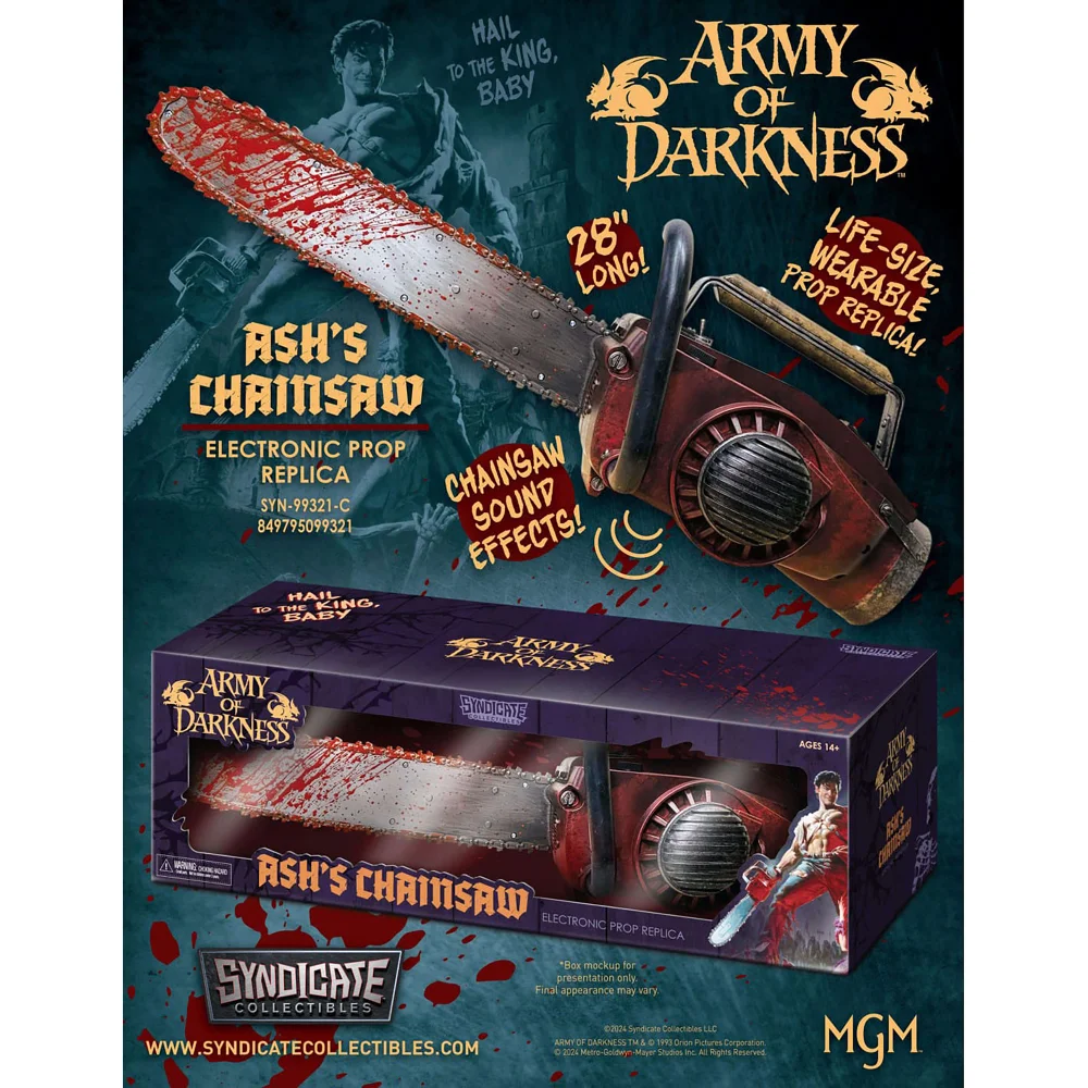 EVIL DEAD - ARMY OF DARKNESS ASH CHAINSAW 1:1 SCALE PROP REPLICA WITH SOUND - 28" LONG Image 1