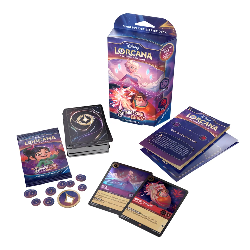 Disney Lorcana Trading Card Game Shimmering Skies Amethyst and Ruby Starter Deck Image 1