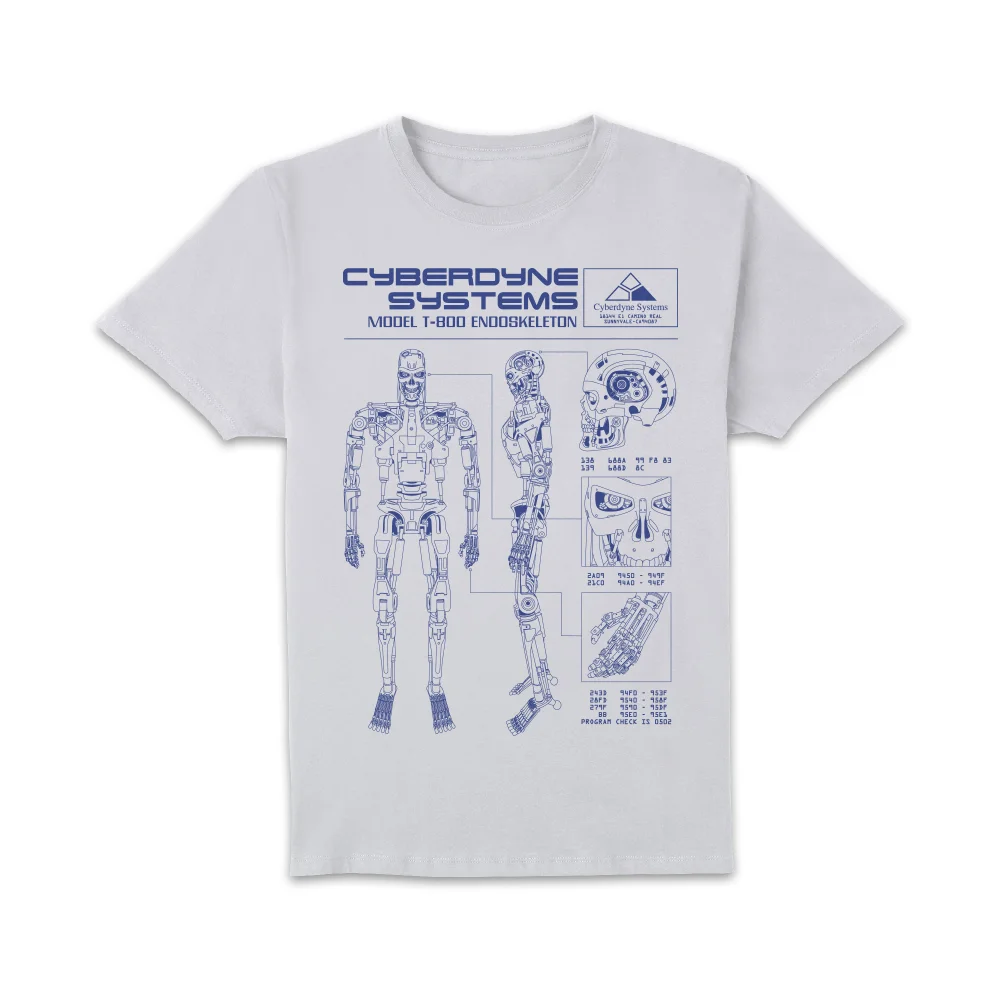 The Terminator T-800 Schematic Unisex T-Shirt - White - M Image 1