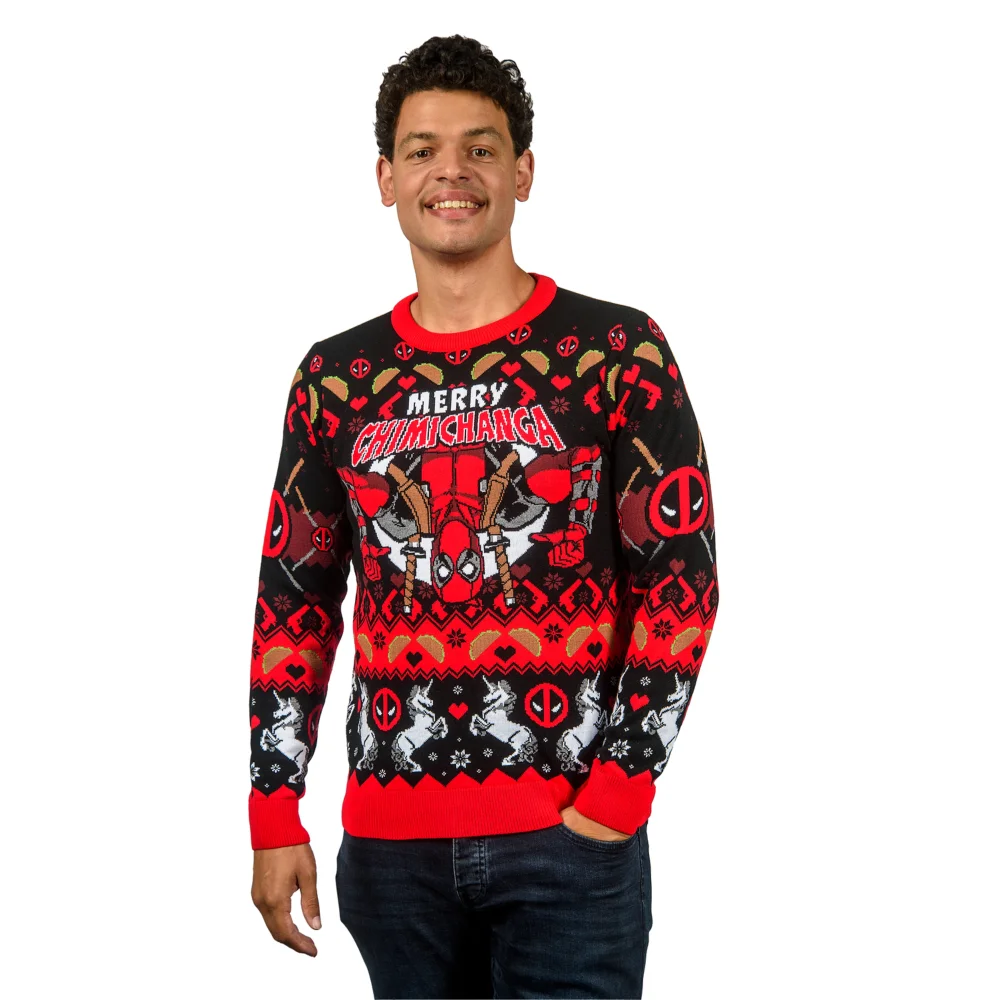 Deadpool Merry Chimichanga Knitted Christmas Jumper - XL Image 1