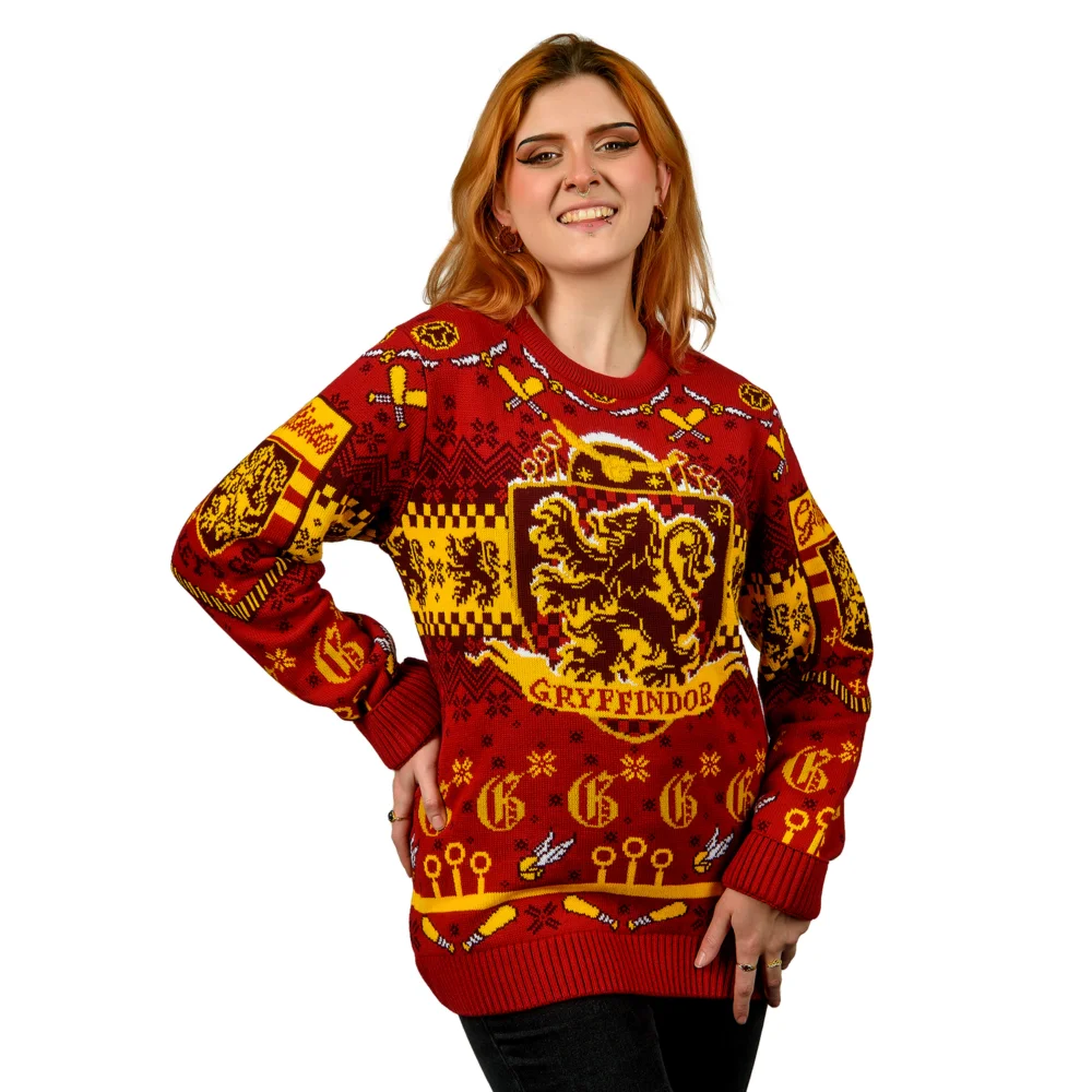 Harry Potter Gryffindor Quidditch Knitted Christmas Jumper - 4XL Image 1