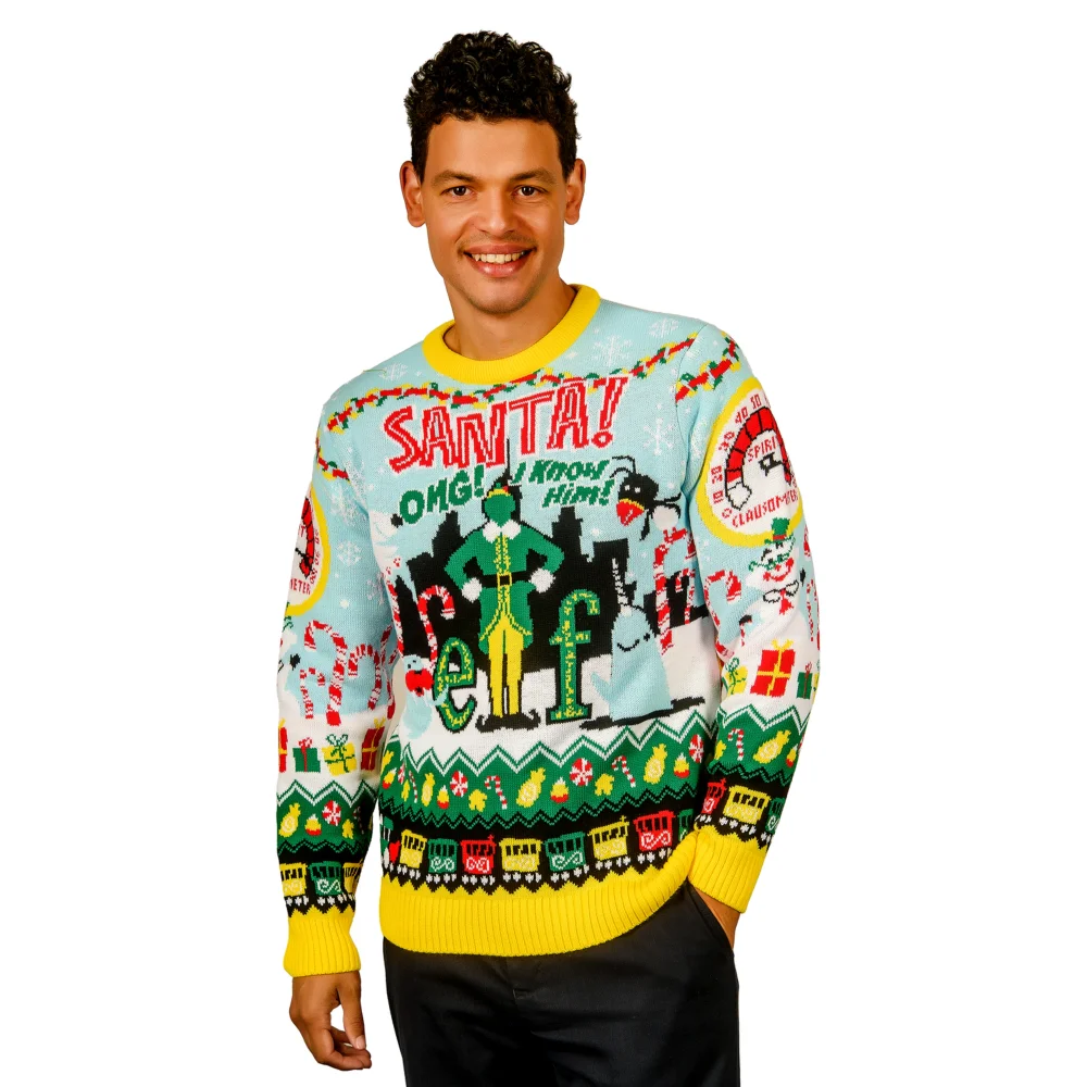 Elf OMG! I Know Him! Knitted Christmas Jumper - XL Image 1