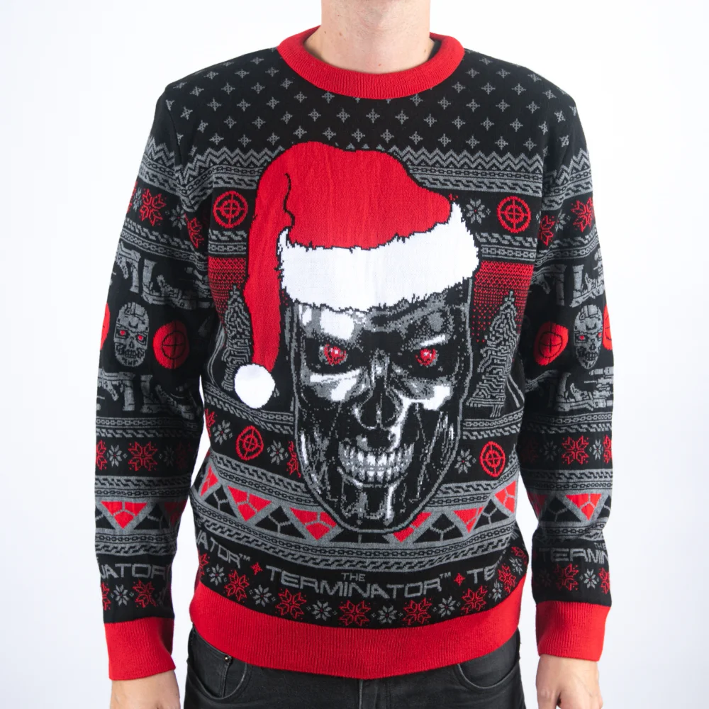 Terminator I'll Be Back… With Presents Knitted Christmas Jumper - M Image 1