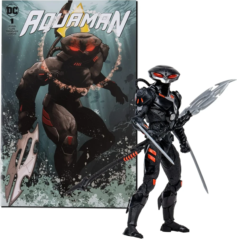 DC DIRECT 7IN FIGURE WITH COMIC - AQUAMAN WV3 - BLACK MANTA Image 1