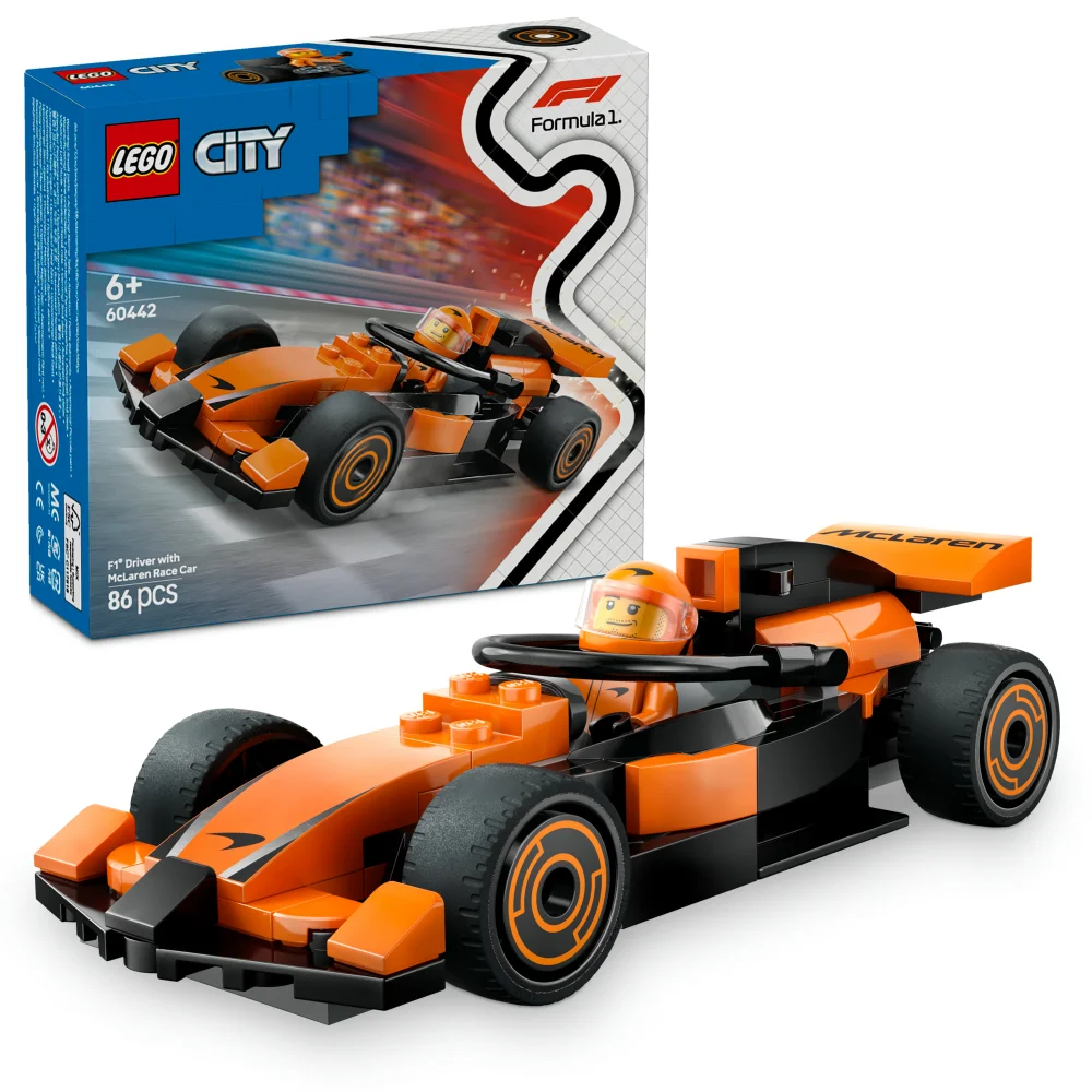 LEGO® City F1® Driver with McLaren Race Car Mini Vehicle Toy Playset 60442 Image 1