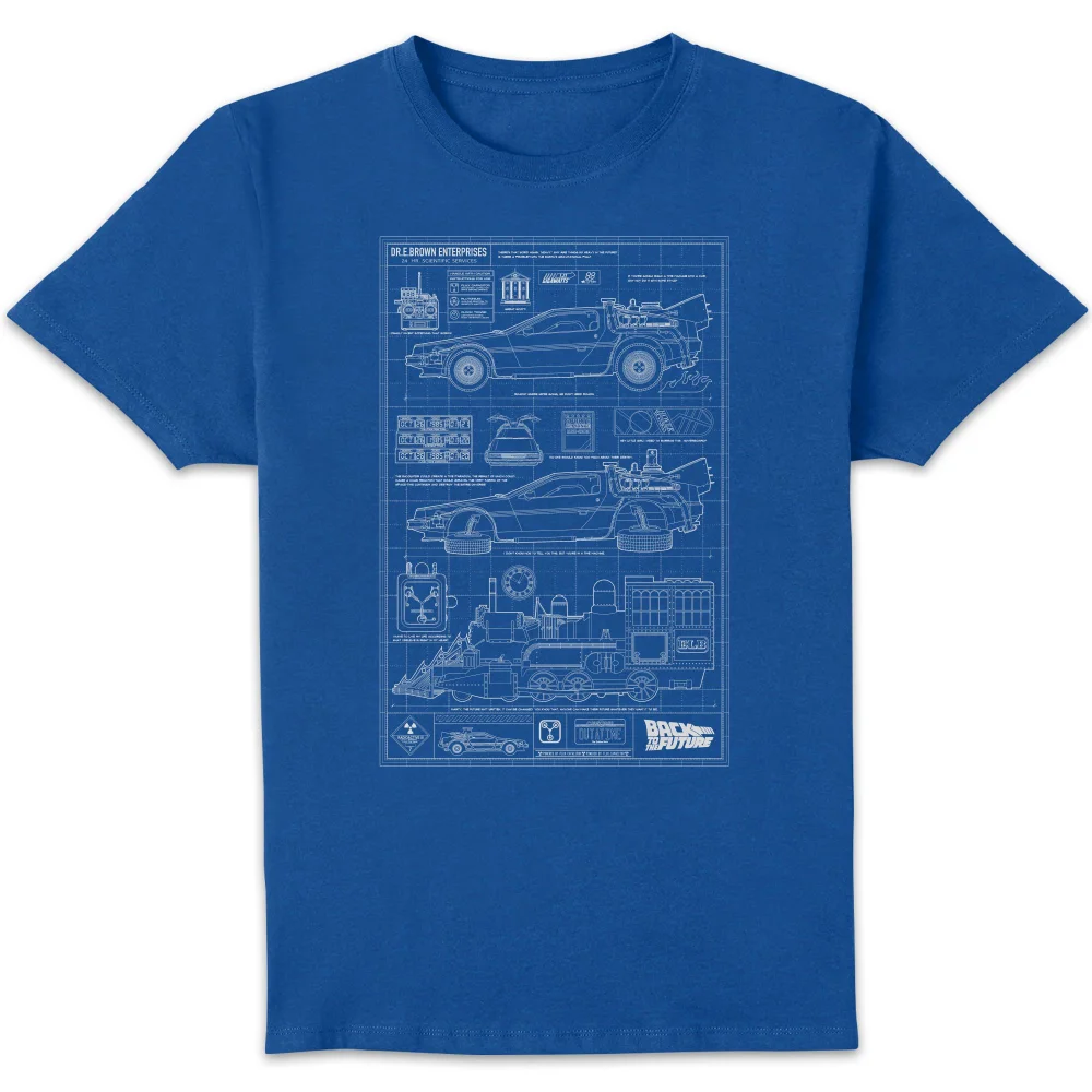 Back to the future Schematic Men's T-Shirt - Blue - L Image 1