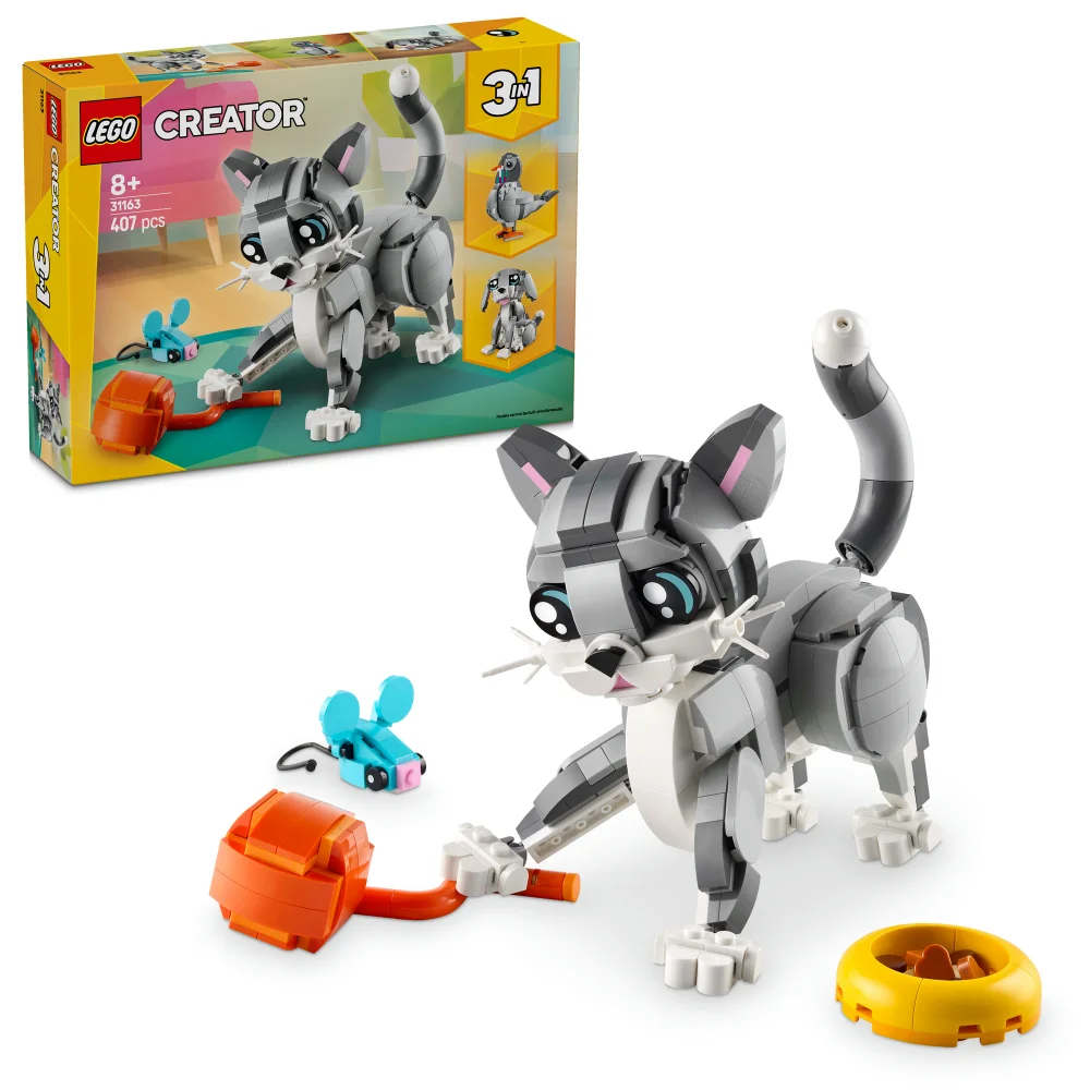LEGO Creator 3in1 Playful Cat Figure, Toy Animal Set 31163 Image 1