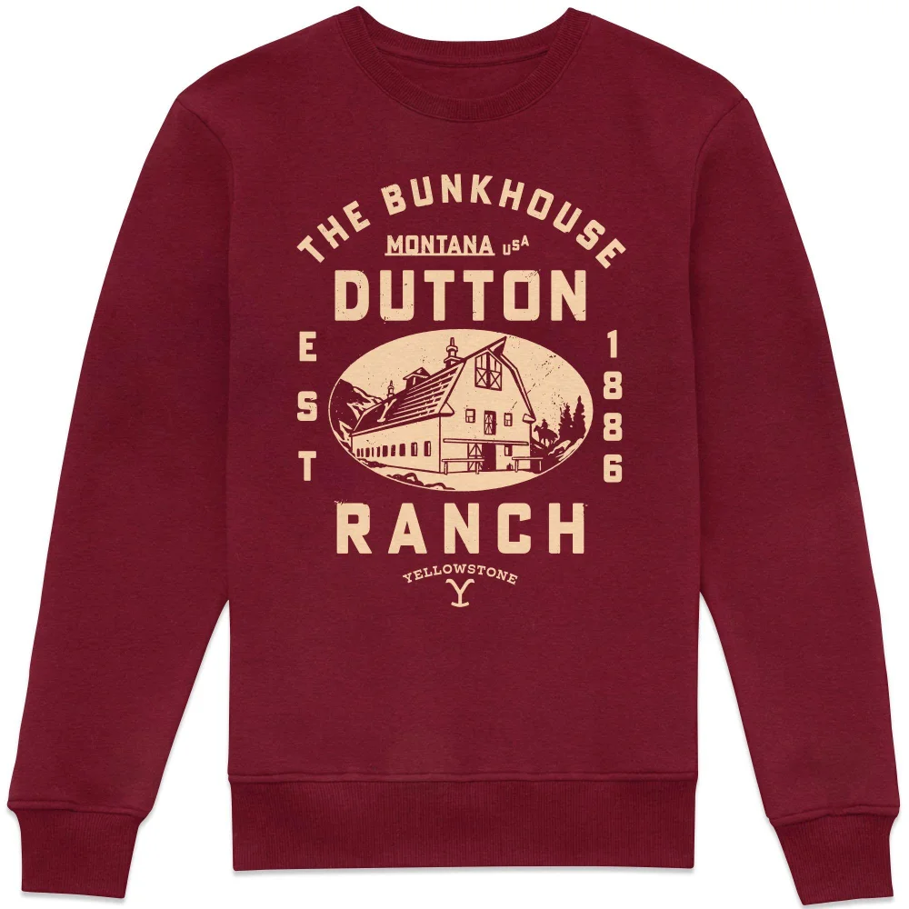 Yellowstone Dutton Ranch Woodcut Sweatshirt - Burgundy - XS Image 1