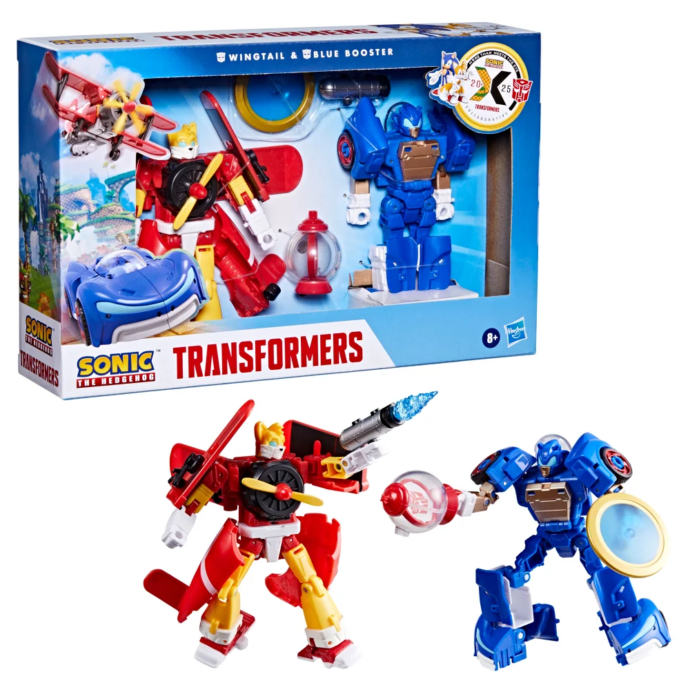 Hasbro Transformers x Sonic the Hedgehog 5" Wingtail and Blue Booster Action Figures, 8+ Image 1