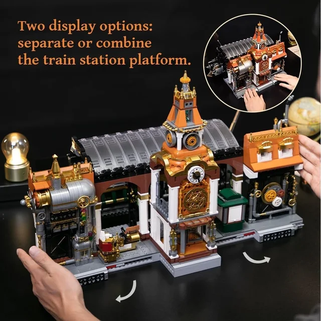 Original-Steampunk Series Construction Set Steampunk Railway Station 36 cm
