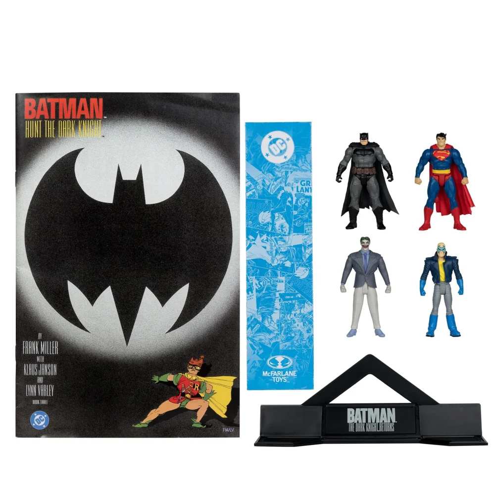 McFarlane DC Direct 3" Figure with Comic Black Suit Batman & DKR#3 Son of Batman & Superman & DKR#4 Joker 4 Pack Action Figures Image 1