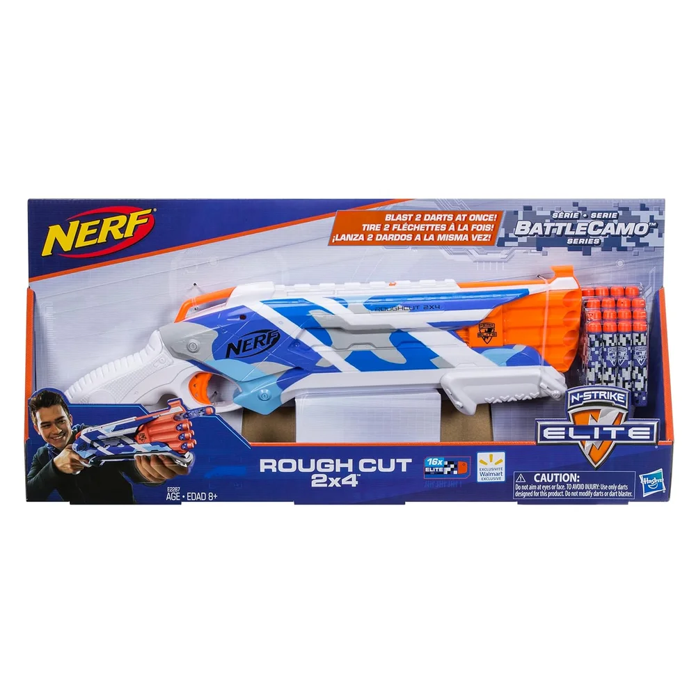 Nerf N-Strike Elite Rough Cut 2x4 BattleCamo Series Dart Blaster, 16 Darts, Outdoor Toys Image 1