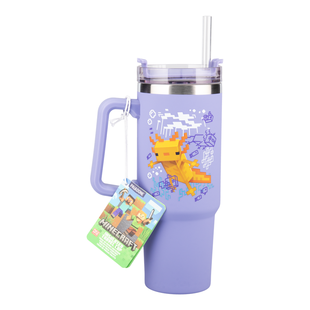 Minecraft Purple 900Ml Insulated Cup And Straw Image 1