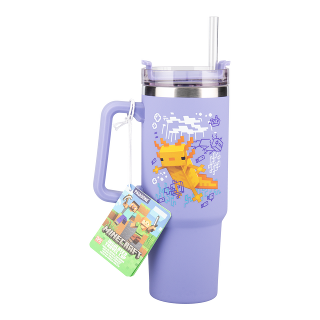 Minecraft Purple 900Ml Insulated Cup And Straw