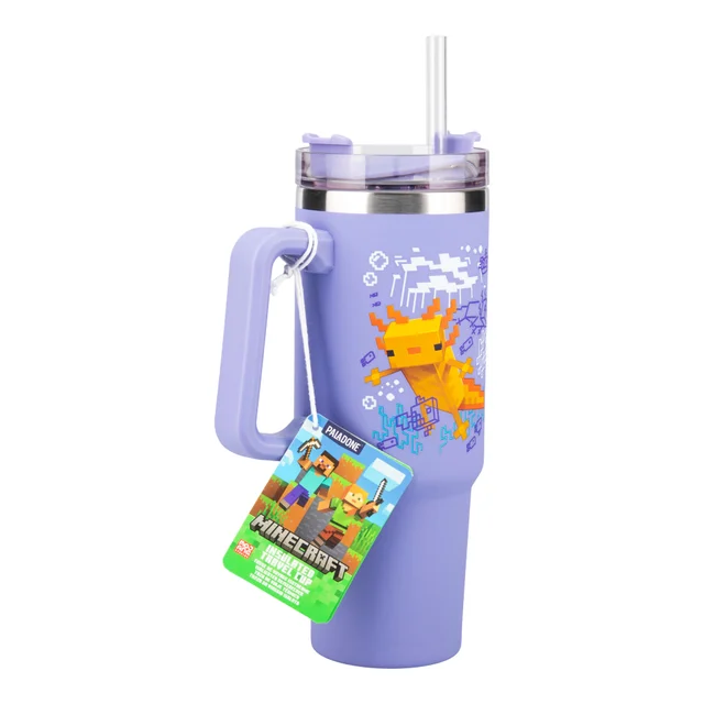 Minecraft Purple 900Ml Insulated Cup And Straw