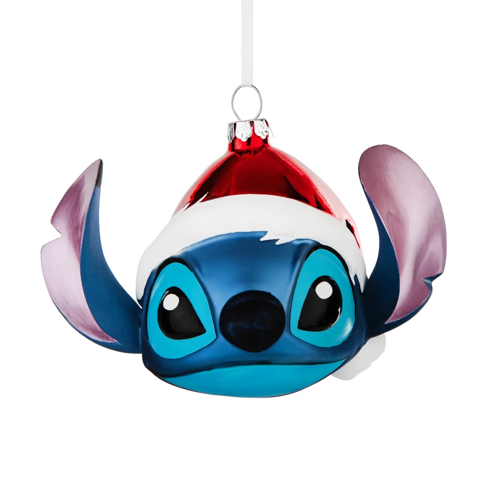 Hallmark Disney Lilo & Stitch Glass Christmas Ornament - Festive Stitch Image 1