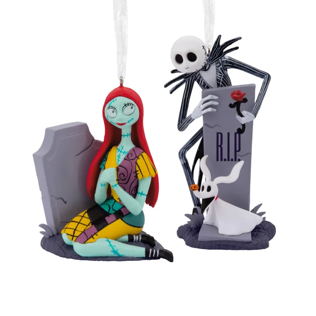 Hallmark Storied Moments Disney The Nightmare Before Christmas Ornaments - Set of 2 - Jack & Sally