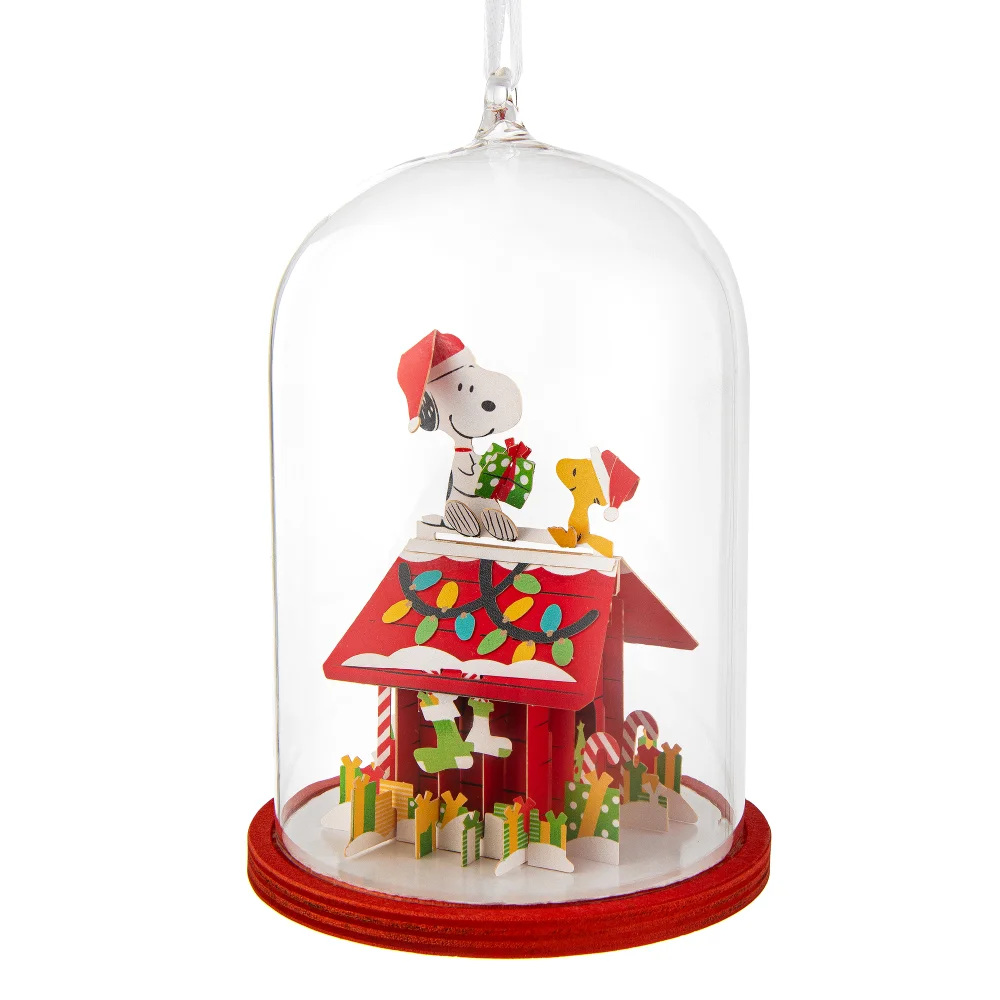 Hallmark Mixed Figural Signature Snoopy in Glass Cloche Tree Ornament Image 1