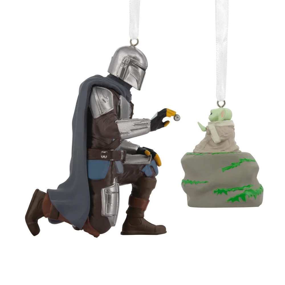 Hallmark Storied Moments Star Wars Ornaments - Set of 2 - The Mandalorian & Grogu Image 1