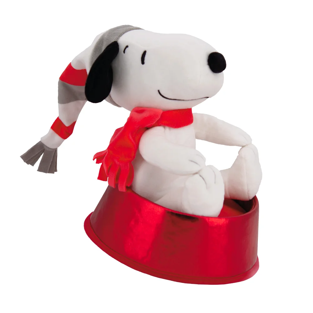 Hallmark PEANUTSTM Plush Christmas Tree Topper - SNOOPY & Dog Bowl Image 1