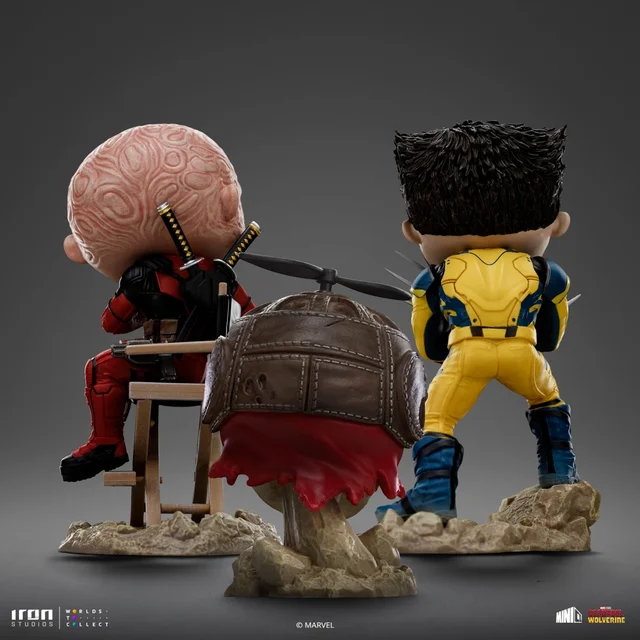 Iron Studios Deadpool and Wolverine Deadpool and Wolverine set Unmasked MiniCo Statue