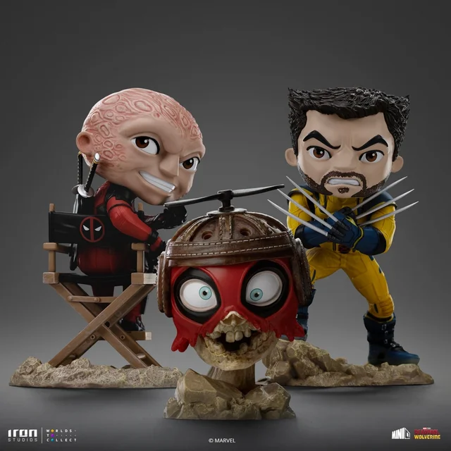 Iron Studios Deadpool and Wolverine Deadpool and Wolverine set Unmasked MiniCo Statue