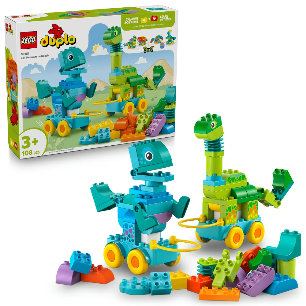 LEGO® DUPLO® Town 3in1 Dinosaurs on Wheels Learn-Through-Play Toddler Toy 10451 Image 1