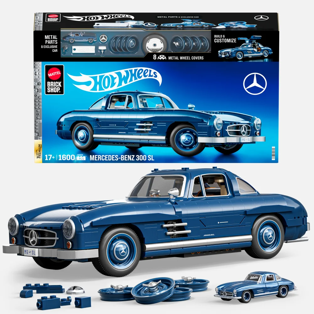 Mattel Brick Shop Hot Wheels Premium Mercedes-Benz 300 SL Building Set Image 1