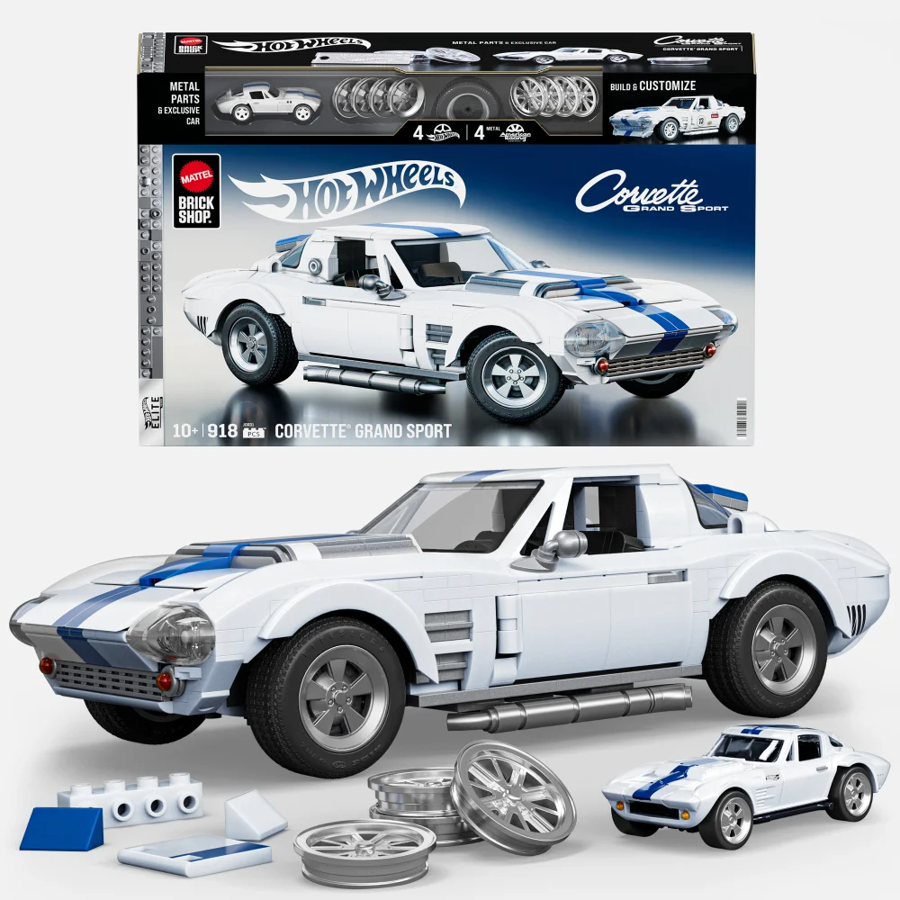 Mattel Brick Shop Hot Wheels Elite Corvette Grand Sport Building Set Image 1