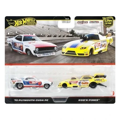 Hot Wheels Premium 2-Pack 2025 Mix 3 Rob N'Pinks & Plymouth 'Cuda Funny Car Image 1