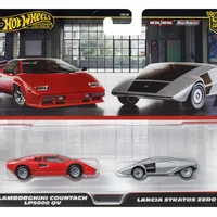 Hot Wheels Premium 2-Pack 2025 Mix 2 Lancia Stratos Zero & Lamborghini Countach LP5000 QV