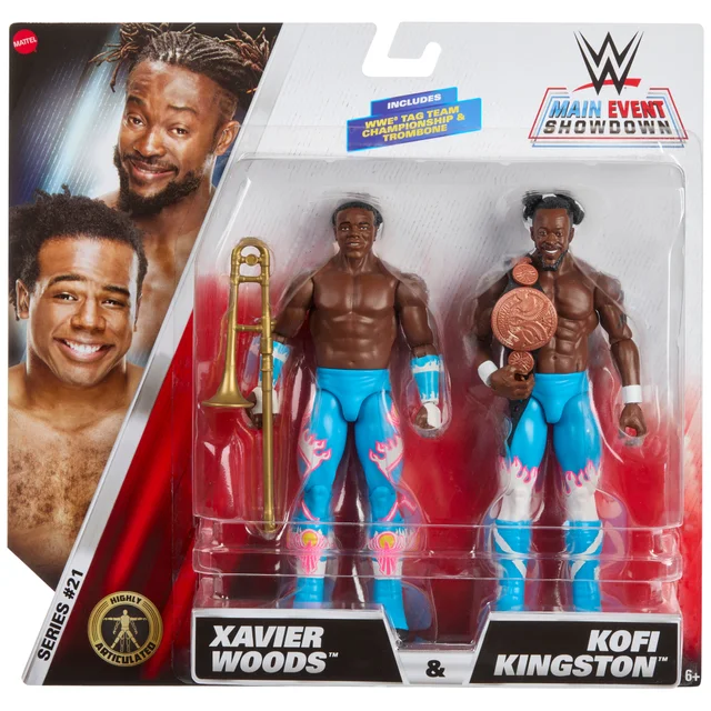 WWE Main Event Showdown 2-Pack Series 21 Kofi Kingston & Xavier Woods Action Figures (6")