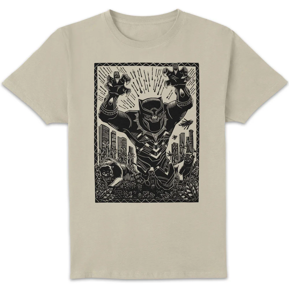 Marvel Black Panther Line Art Unisex T-Shirt - Cream - S Image 1