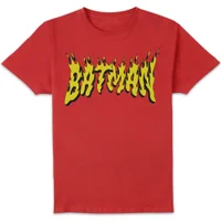 DC Comics Batman Text Fire Unisex T-Shirt - Red