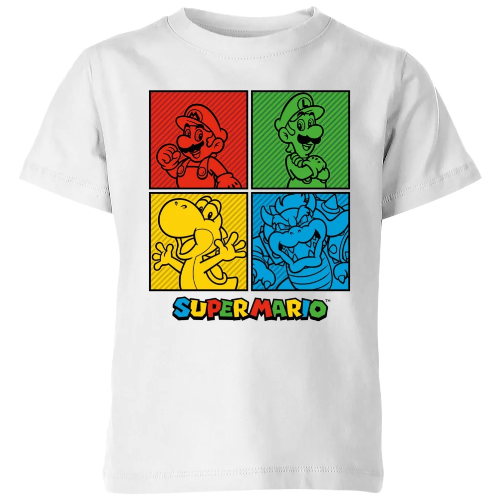 Nintendo Super Mario Squares Kids' T-Shirt - White - 3-4 ans Image 1