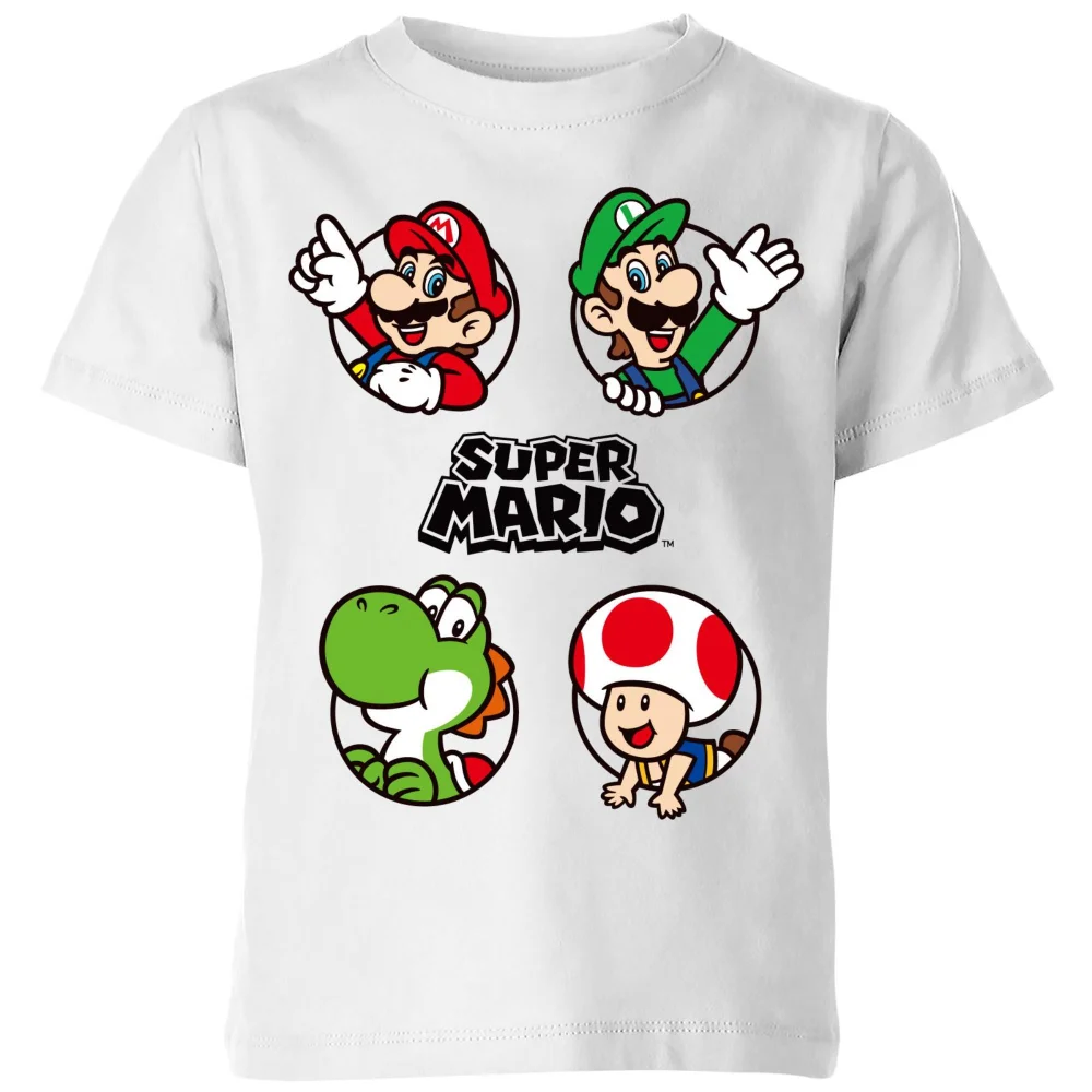 Nintendo Super Mario Circles Kids' T-Shirt - White - 3-4 ans Image 1