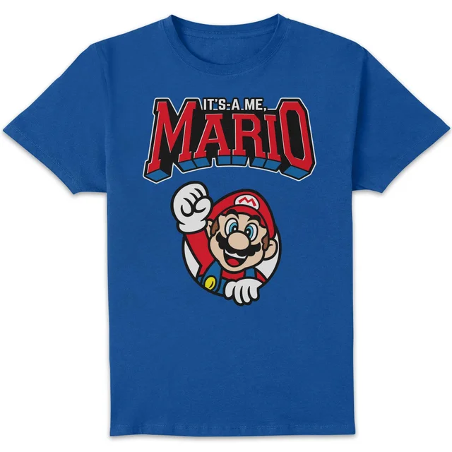 Nintendo Super Mario Varsity Mario Unisex T-Shirt - Blue
