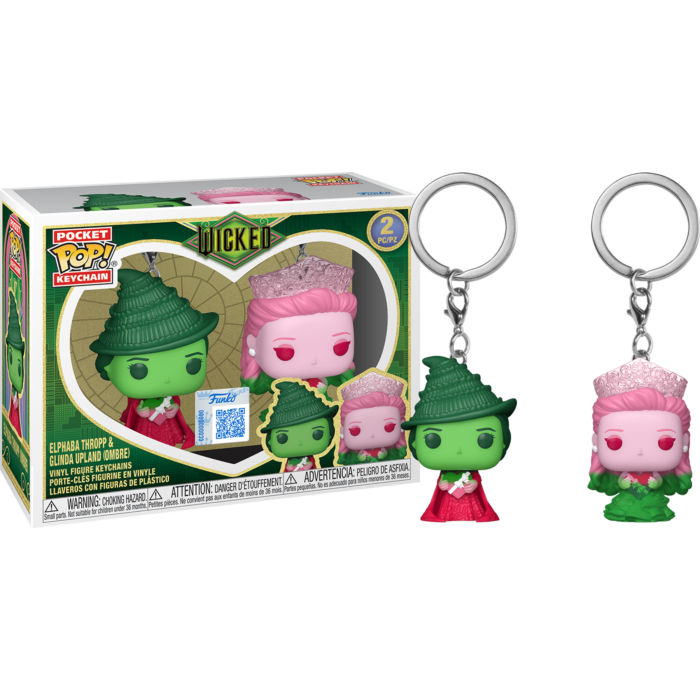Wicked Glinda & Elphaba (Ombre) 2 Pieces Funko POP Keychain Image 1