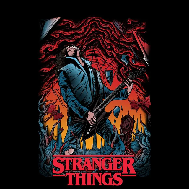 Stranger Things Guitar Unisex T-Shirt - Black
